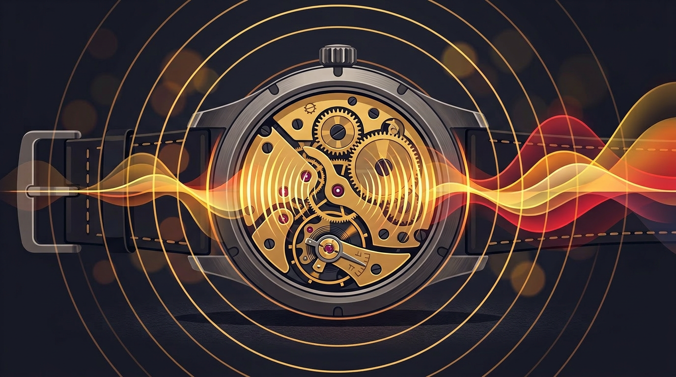 Mechanical watch with sound waves